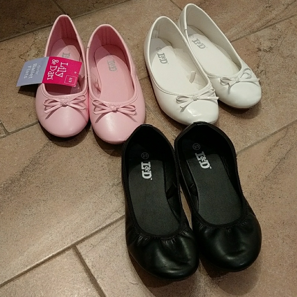 BUNDLE Girls ballet flats pink/ white/ black