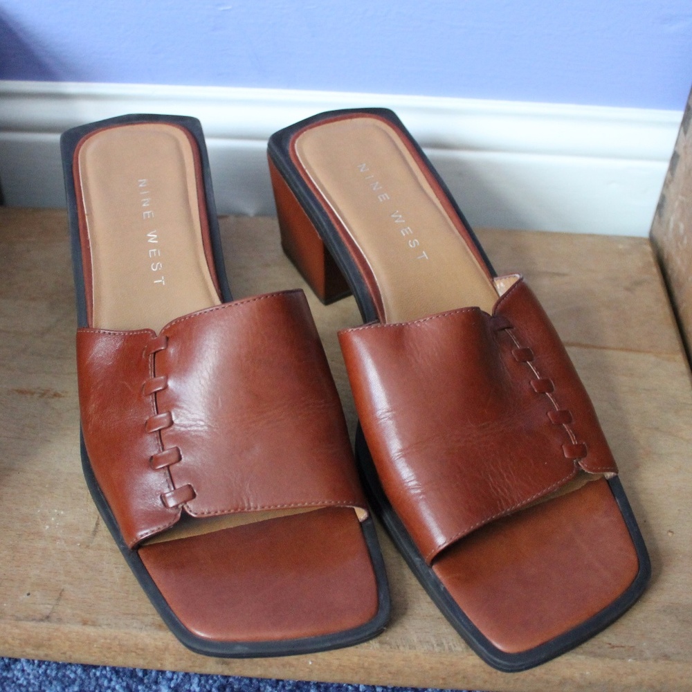 New Nine West Brown Heeled Slip Ons