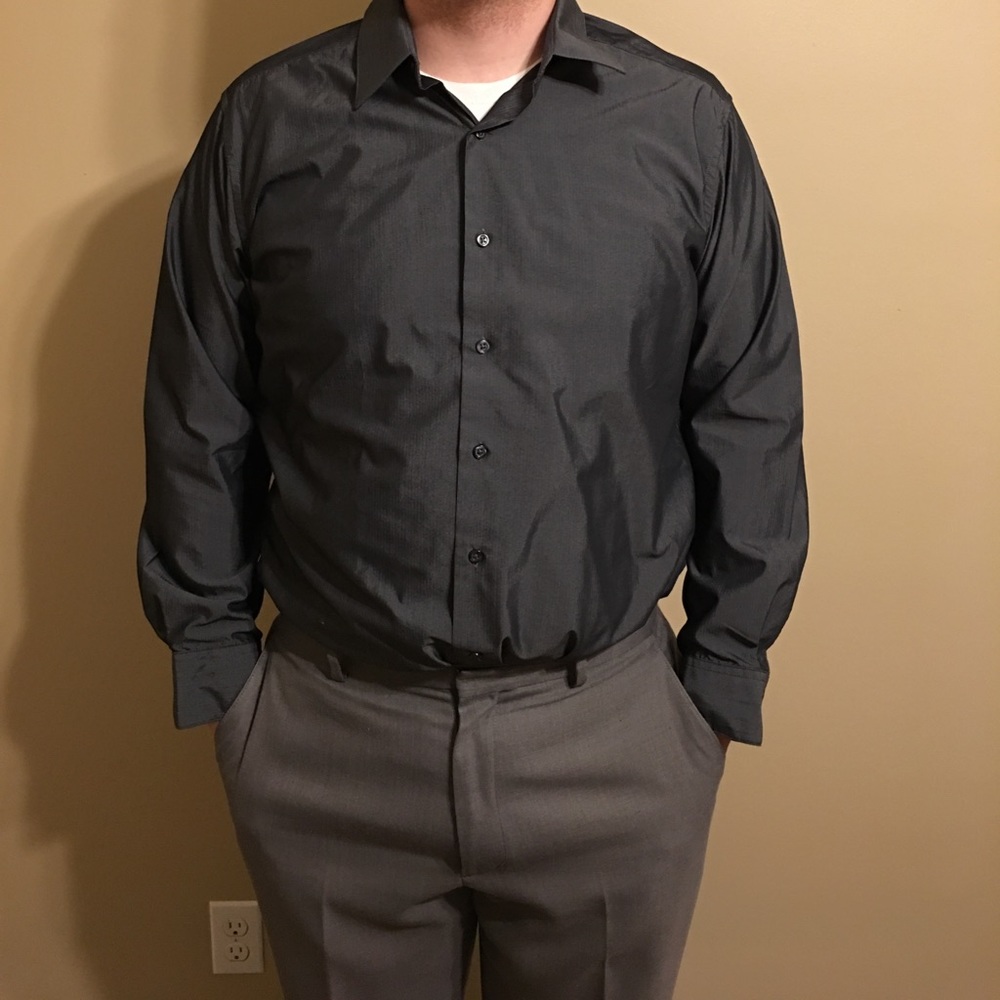 Alfani Fitted Performance Gray Shirt L
