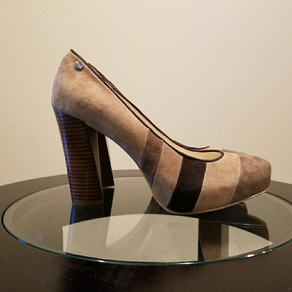 Calvin Klein Gabbey Brown Suede w/ Stack Heel 7M