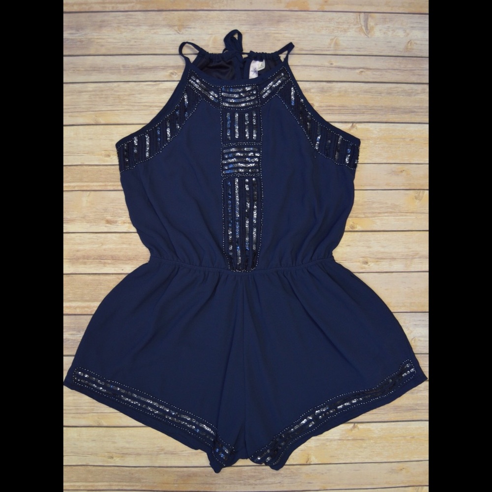 Beaded Blue Romper
