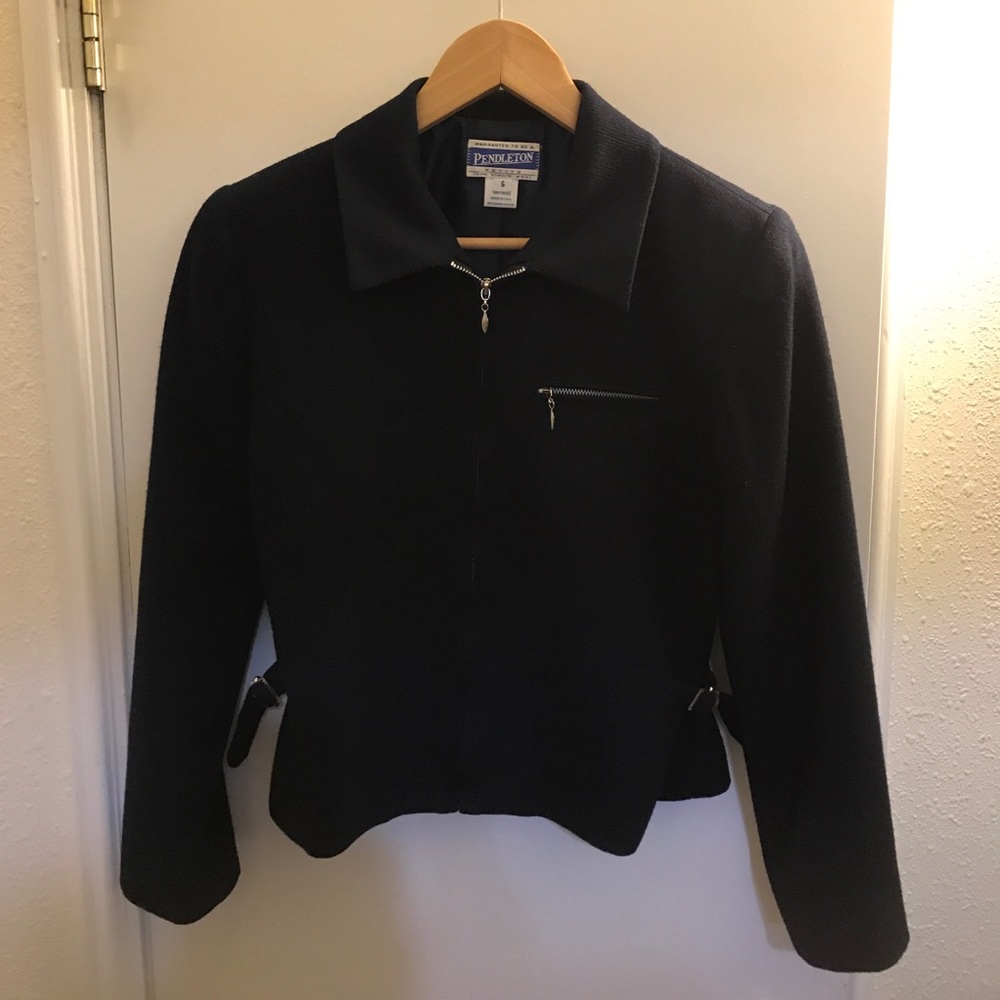 Virgin wool navy Blue fitted Pendleton Jacket