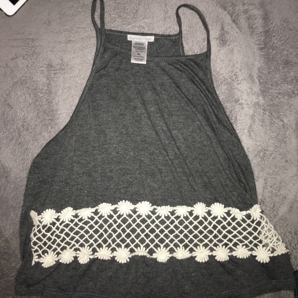 Gray lace crop top