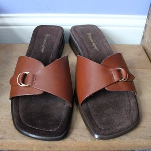 Etienne Aigner Brown Slip On Sandals