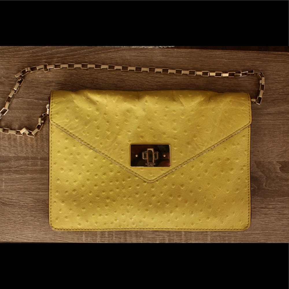 Chartreuse Kate Spade Madison envelope handbag