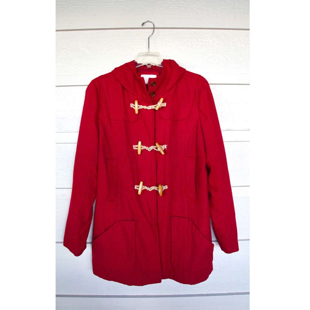 29" Hooded Toggle Wool Blend Coat