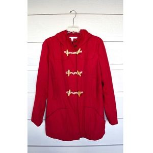 29" Hooded Toggle Wool Blend Coat