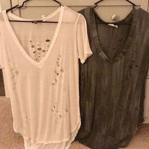 SET OF 2 - Distressed Tunic Tees (Medium)