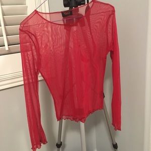 Red mesh long sleeve