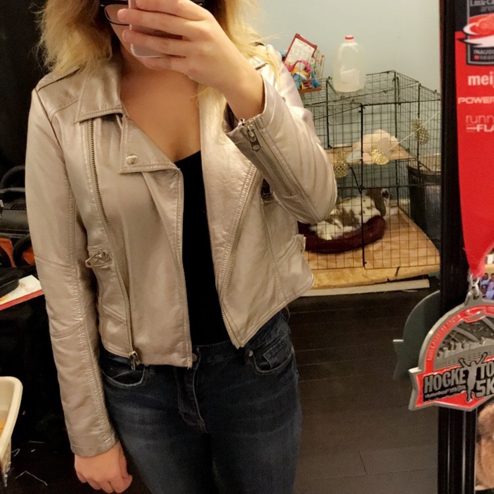 Faux Gold Leather Jacket