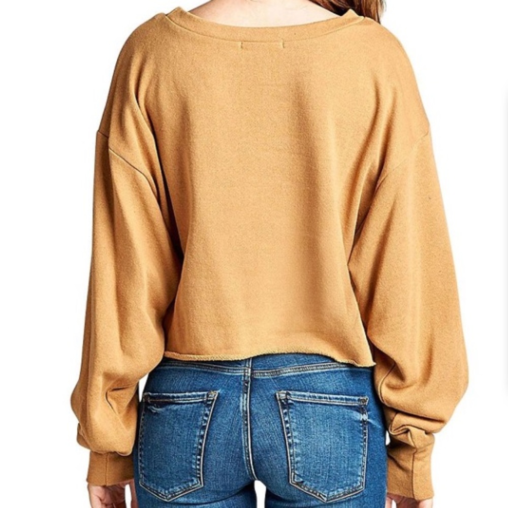 Mustard Yellow Balloon Sleeve Slouchy Sweater - Picture 3 of 3