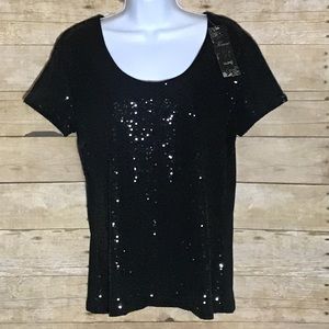 Kiara Black sequin blouse size Large