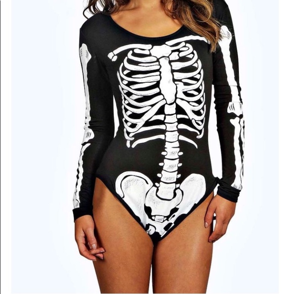Skeleton body suit with tights