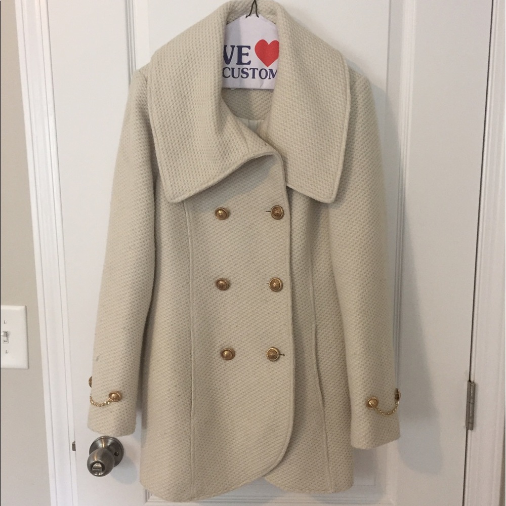 Jessica Simpson Ivory Textured Wool Coat