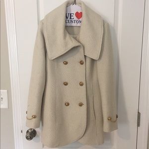 Jessica Simpson Ivory Textured Wool Coat