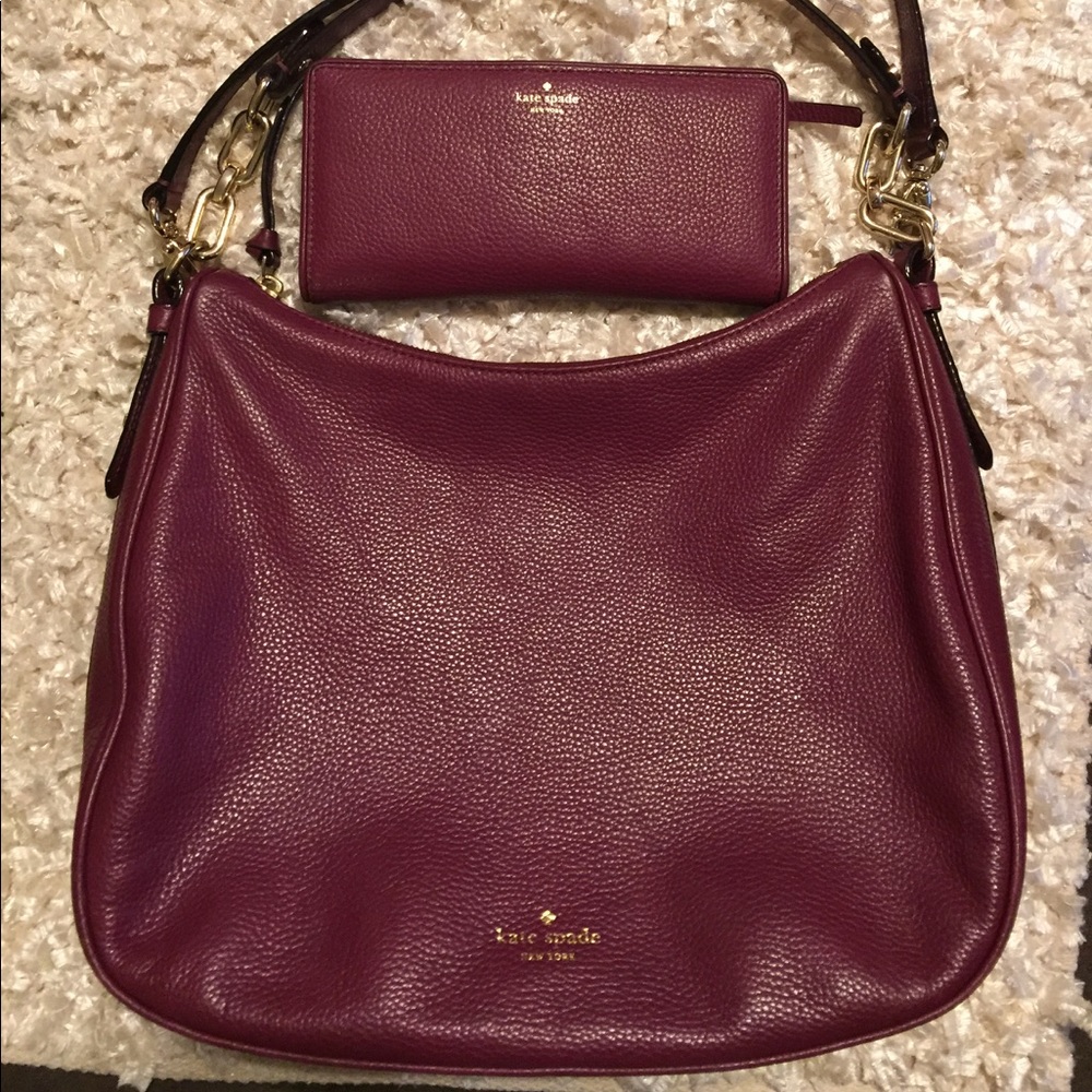 Plum colored hobo/ crossbody w/ wallet.