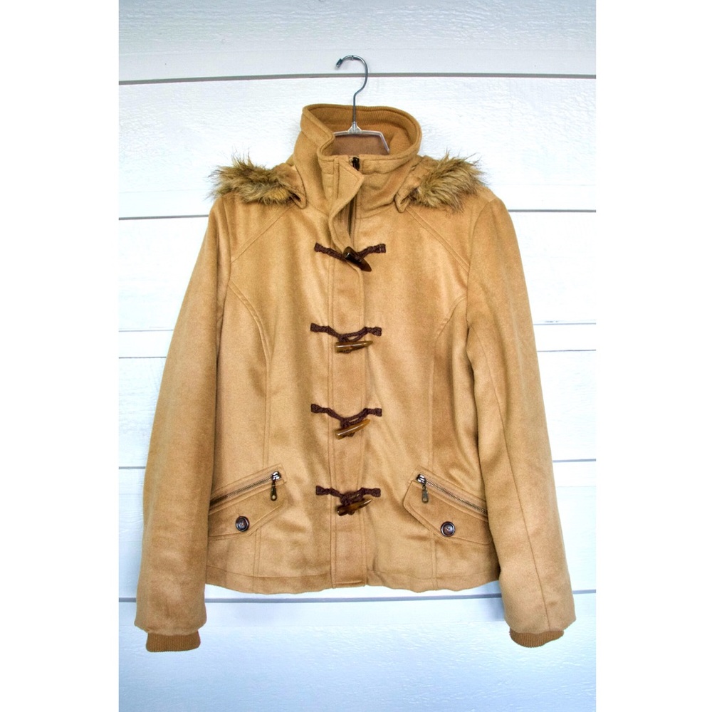 Hooded Wool Blend Horn-Toggle Coat w/ Thinsulate