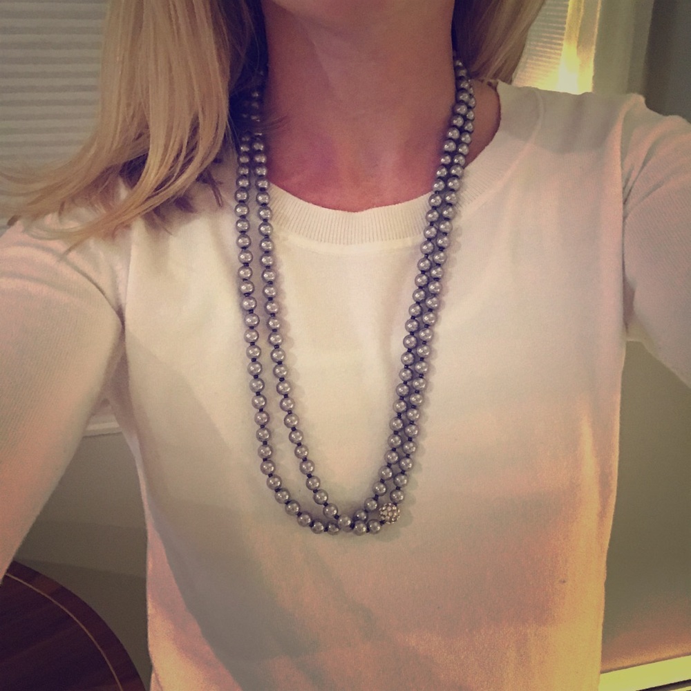 Blue Pearl strand with diamond clasp