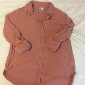 Papaya neutral pink long sleeve button up size S