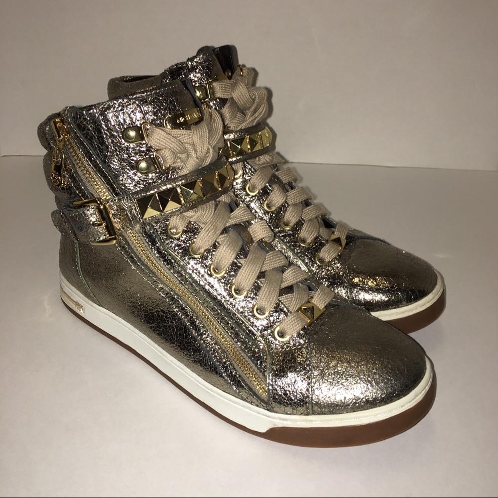Michael Kors Gold Glam Studded High-top Sneaker