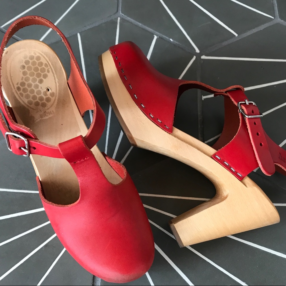 Swedish Hasbeens Red Sky High T-Strap