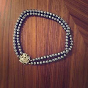 Blue double strand short pearls