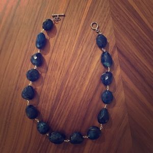 Blue crystal type stone short necklace