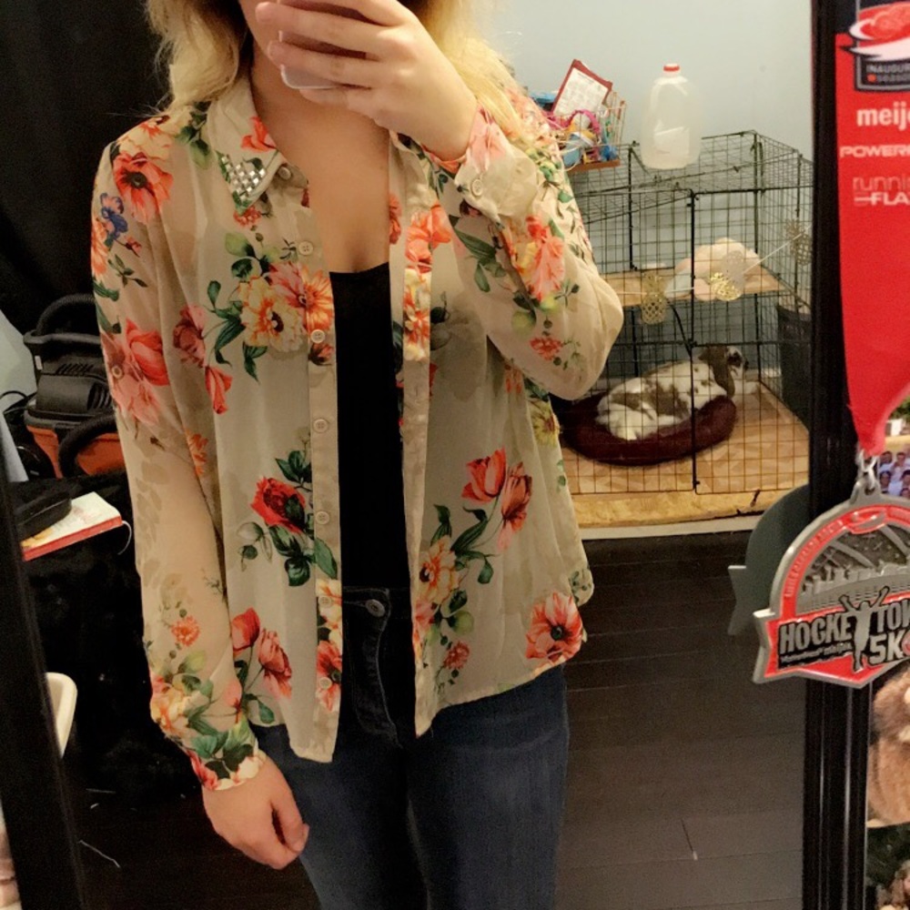 Floral Long Sleeved Button Up Shirt