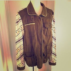 Free People Jacket Size Large L Dark Green linen