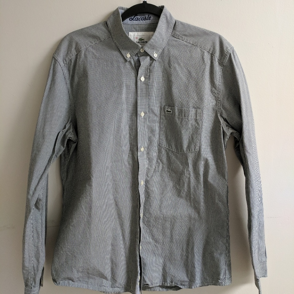 Lacoste Long Sleeve Button Down Pocket Gingham