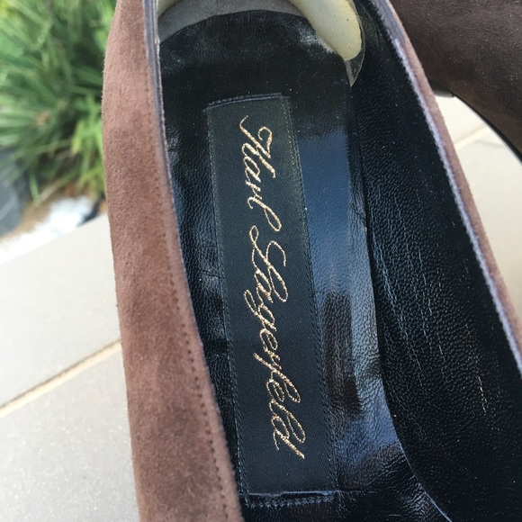 Chanel designer Karl Lagerfeld Brown Suede Shoes - Picture 3 of 5