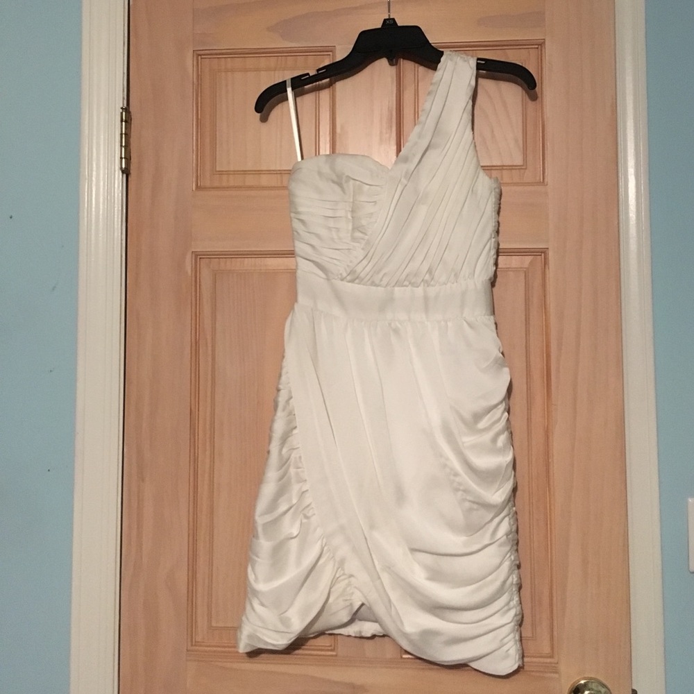 Cream One Shoulder Toga Dress