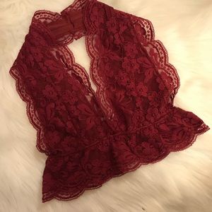 Maroon Lace Bralette NWOT