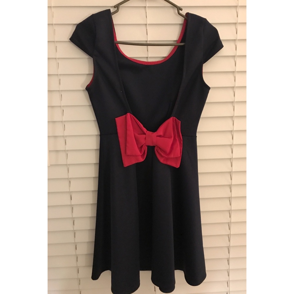 Navy & Pink Bow Dress 🎀
