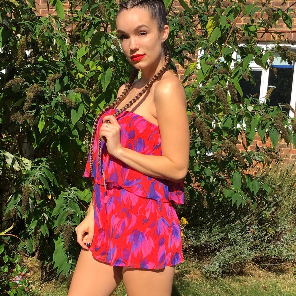 Red printed romper