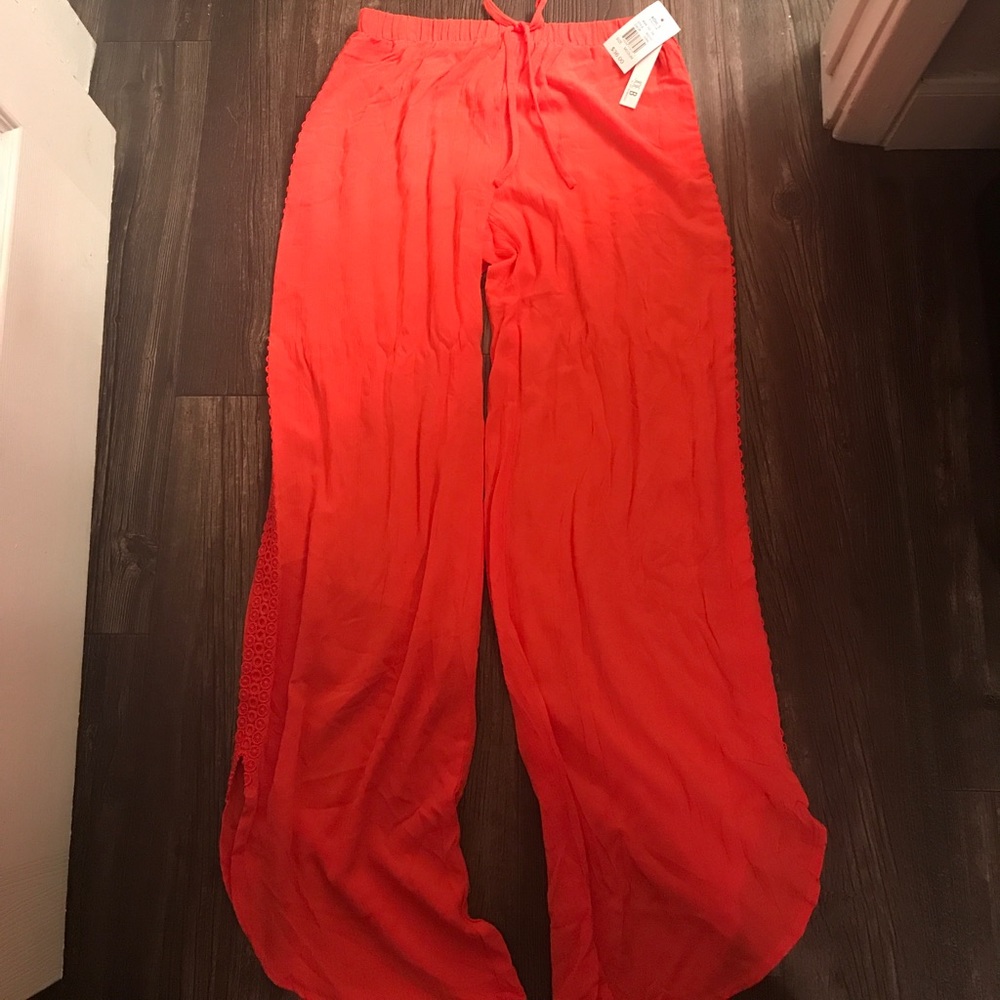 Orange flowy pants NWT