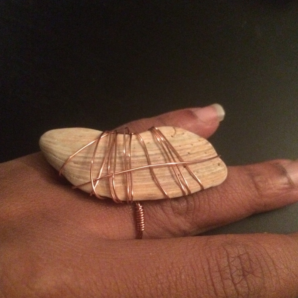 Seashell Wire Wrapped statement Ring (Size 7)