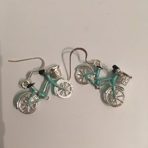 Teal Bicycle Earrings