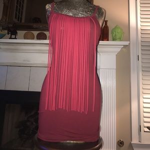 Maroon Fringe Fitted Dress