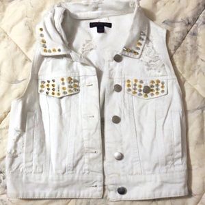Material Girl/ Denim sleeveless crop jacket