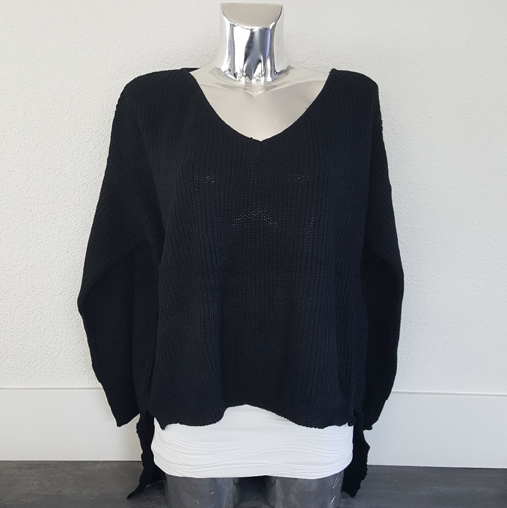 Black High Low Sweater Long Sleeve