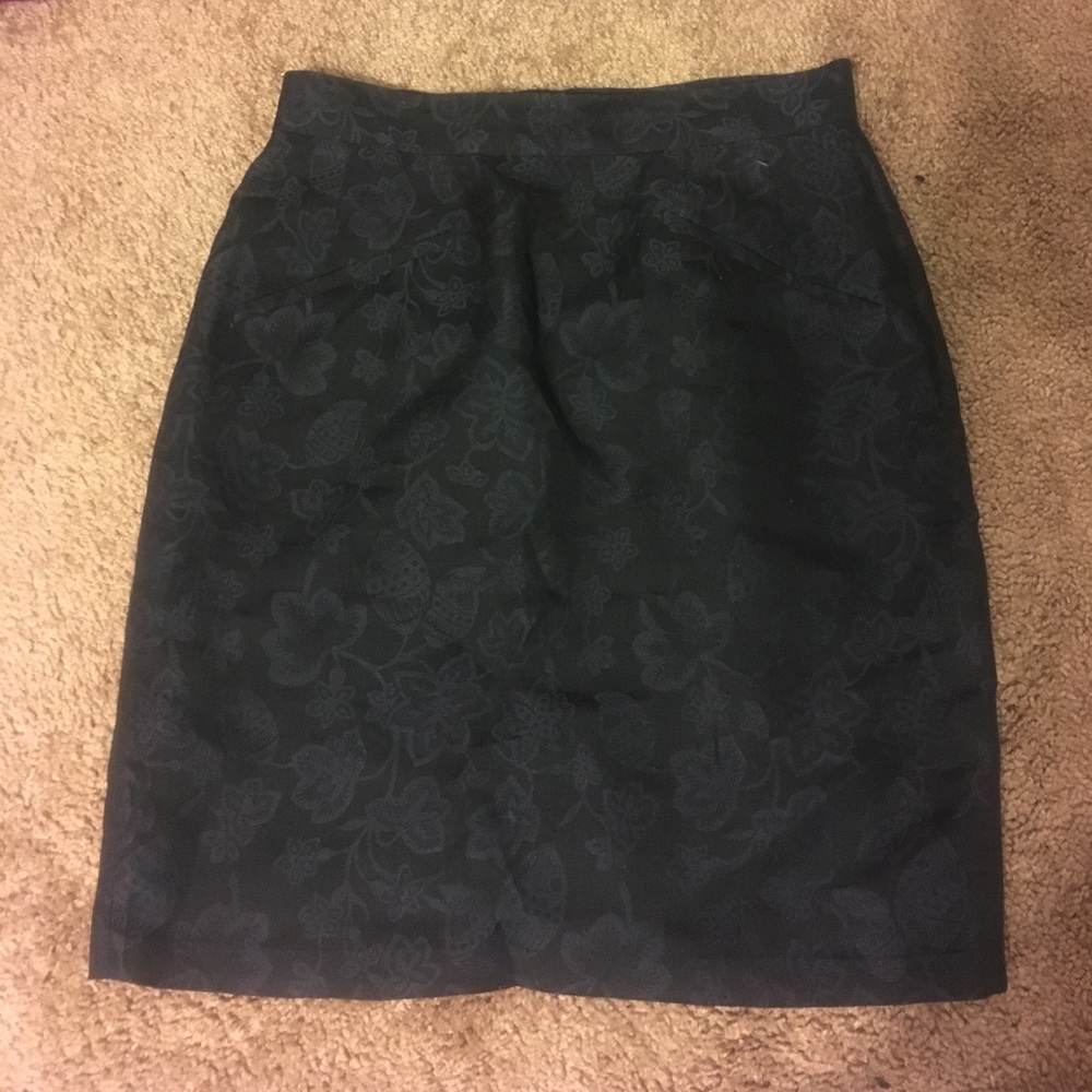 90s Vintage Kenzo Brocade Skirt, Navy, size 38!