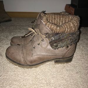 Taupe winter ankle boots