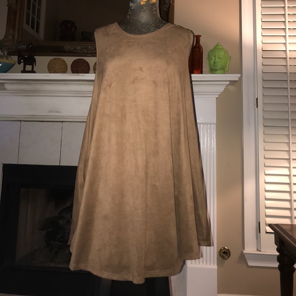 Brown Suede Shift Dress