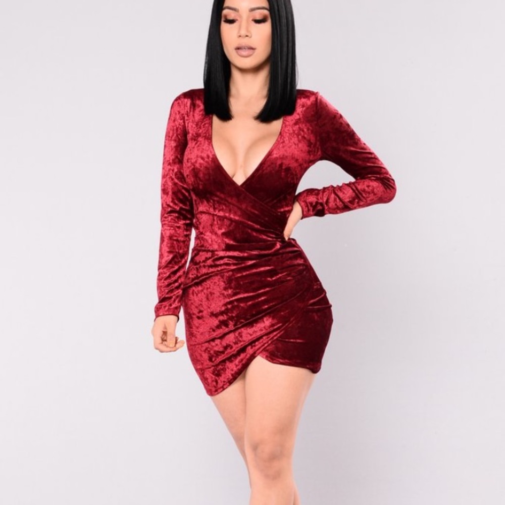 Red velvet dress