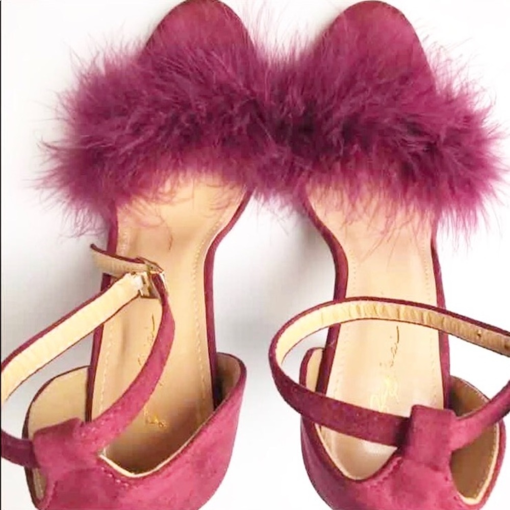 Burgundy Fur  Heels