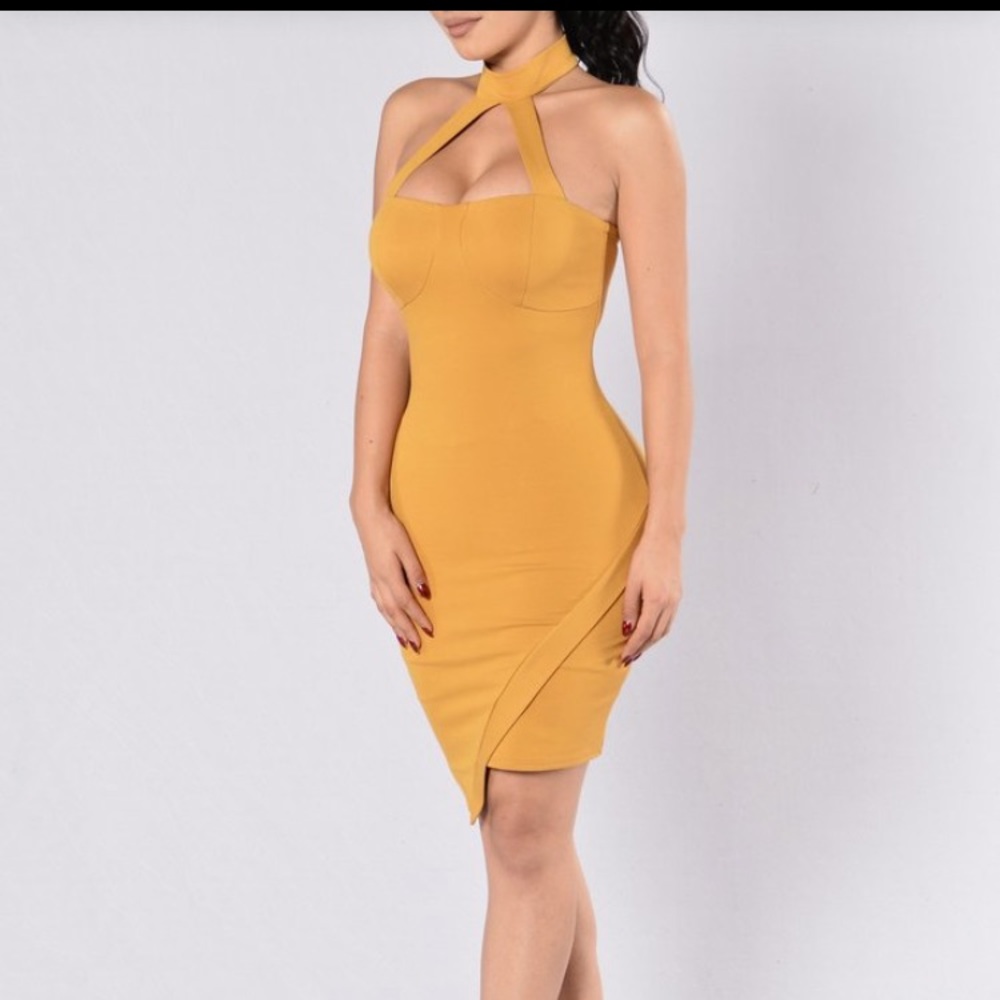 Mustard choker dress