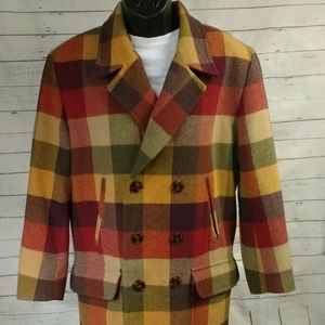 Vintage Check Plaid Pea Coat Liz Claiborne