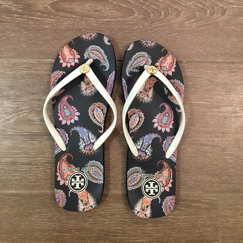 Tory Burch Navy/White size 9 flip flops