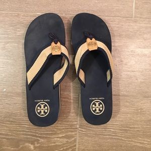 Tory Burch Navy/White Flip Flops - size 9